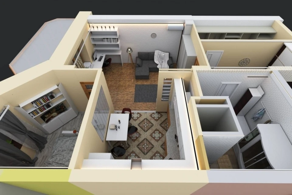 Пример планировки трехкомнатной квартиры в строительной позиции №7 ЖК «Академический»