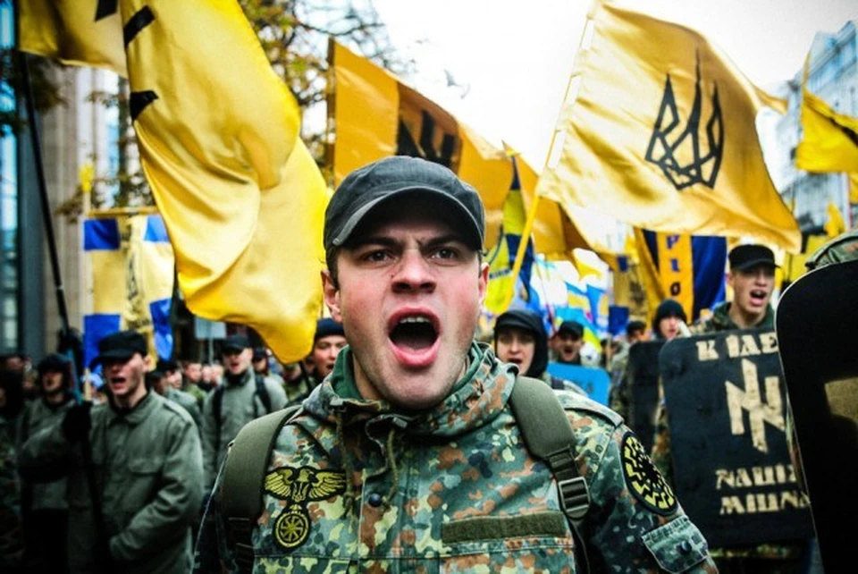Украинские националисты на марше. ФОТО:politikus.ru