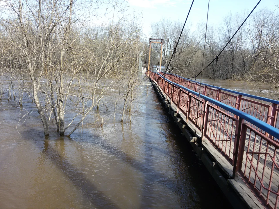 Подвесной мост в городской парк вот-вот затопит