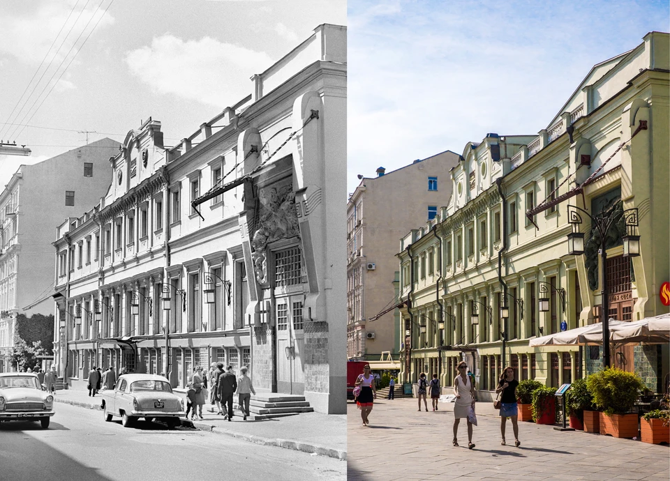 Вид на МХАТ в 1967 и 2017 годах. Фото слева: Александр Коньков/Фотохроника ТАСС. Фото справа: Владимир Гердо/ТАСС