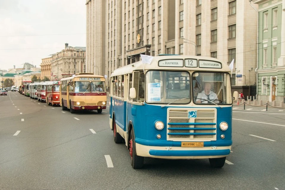 Парад ретроавтобусов в столице. Фото: Мосгортранс