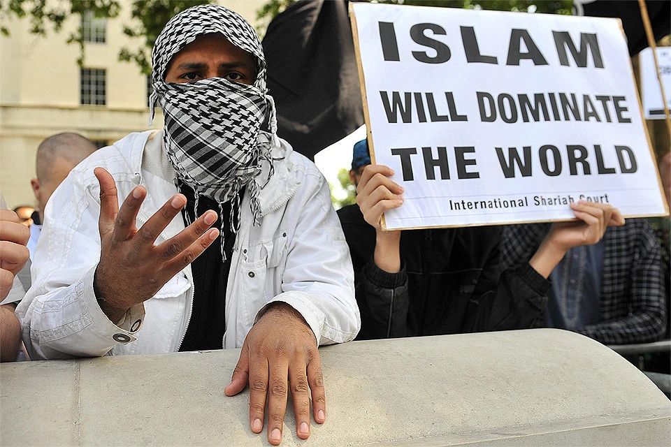Демонстрация исламистов в центре Лондона.