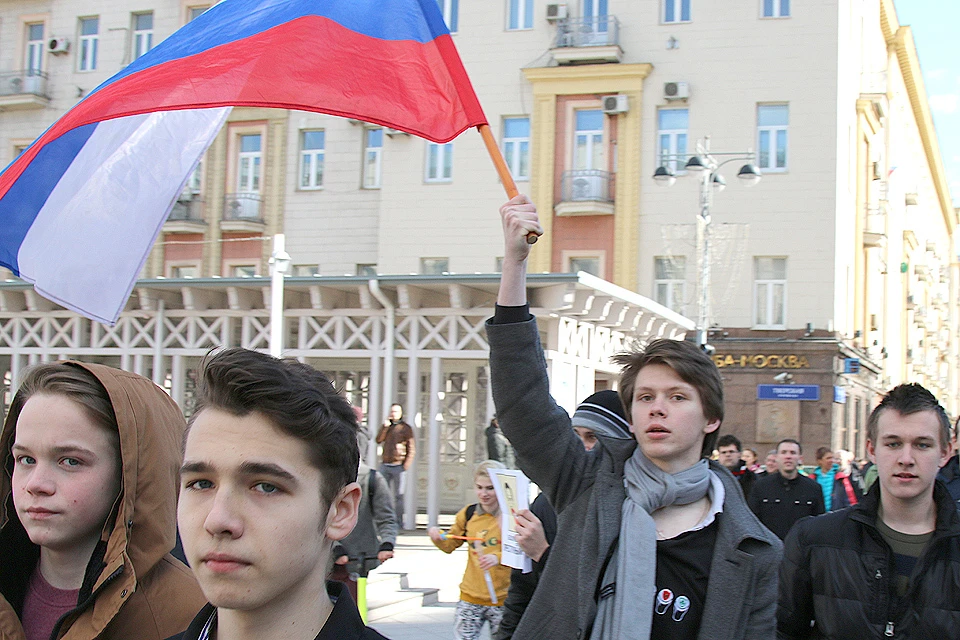 Март 2017 года. Несанкционированная акция сторонников оппозиционера Алексея Навального на Тверской улице.