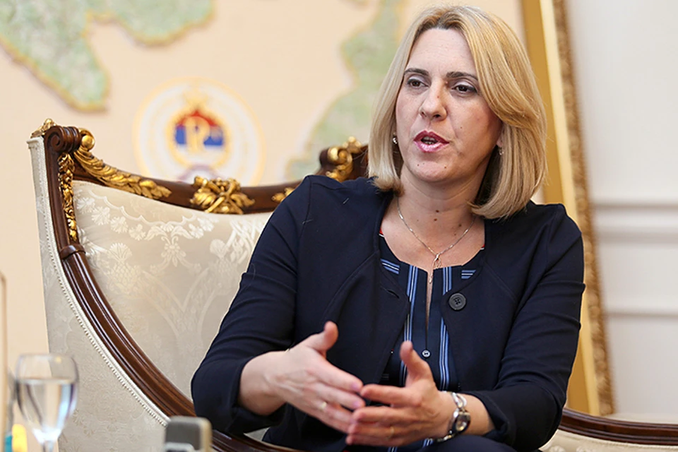 Желька Цвиянович ответила на вопросы «Комсомольской правды». Фото: пресс-служба кабмина Республики Сербской