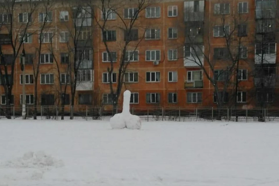 Непристойная скульптура заинтересовала полицейских.