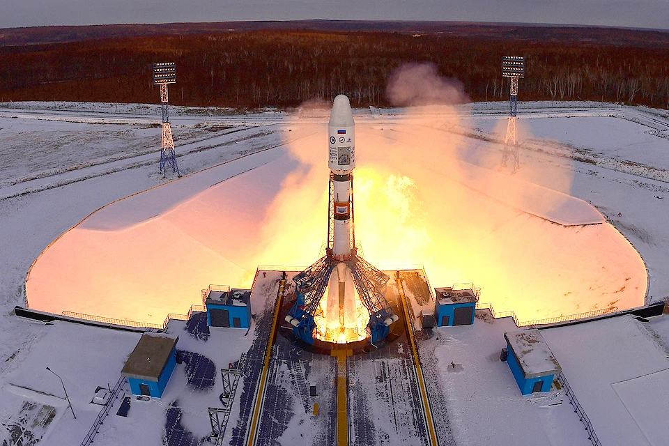 Ракета-носитель "Союз-2.1б" во время запуска со стартового комплекса космодрома Восточный. ФОТО Юрий Смитюк/ТАСС