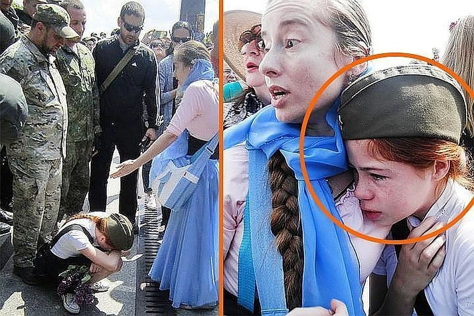 Знаменитые фото Натальи Кудуевой и ее дочери Насти во время акции "Бессмертный полк" в Киеве в 2016 году