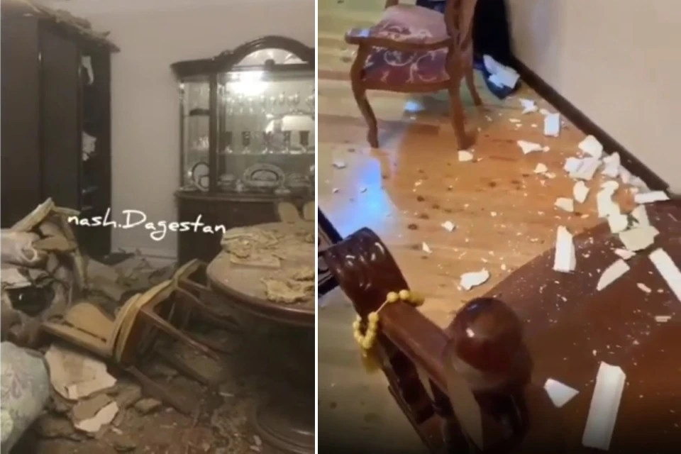 Разрушения после землетрясения в Дагестане