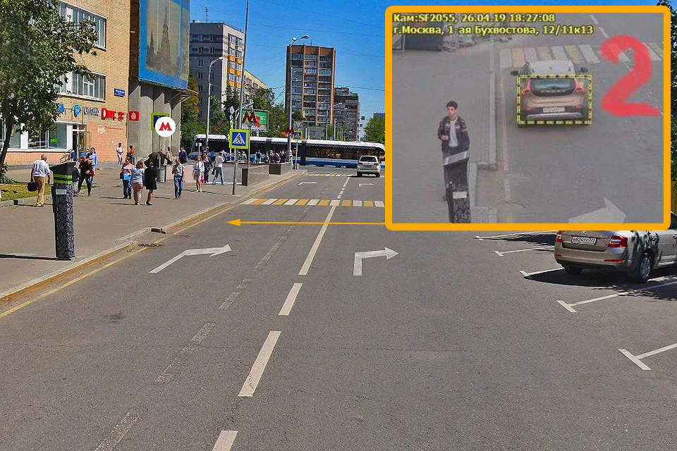 Автомобиль остановился на улице 1-й Бухвостовой у метро Преображенская площадь и получил штраф. Фото ЦОДД/Яндекс-карты