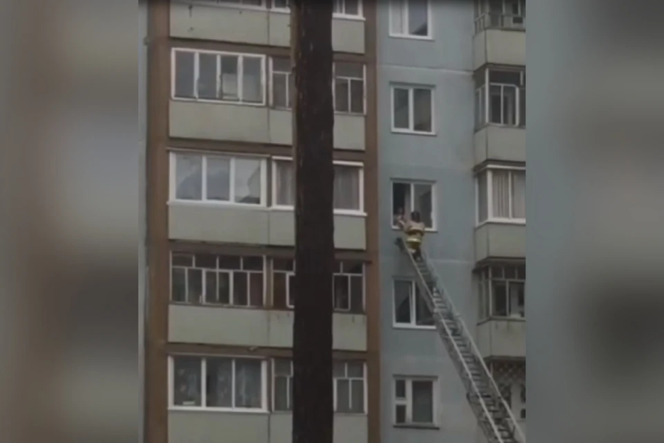 Она сказала да: спасатель залез по пожарной лестнице на 6 этаж, чтобы сделать предложение любимой. Фото: группа "Подслушано в Усть-Илимске"