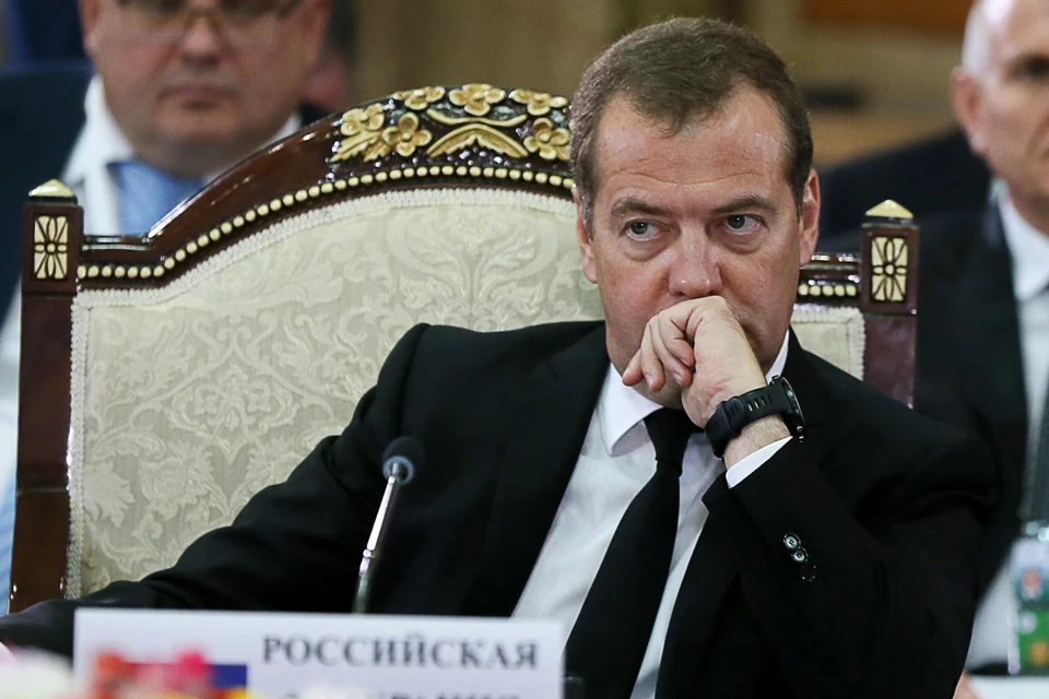 Премьер-министр РФ Дмитрий Медведев на заседании Евразийского межправительственного совета стран. Фото Екатерина Штукина/POOL/ТАСС