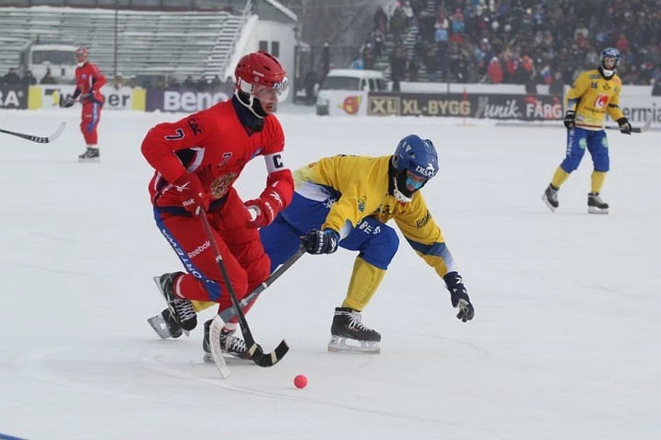 Зима 2014 года стала настоящим праздником для иркутских болельщиков. Тогда у нас впервые прошел чемпионат мира по бенди. Фото с финального матча Россия-Швеция.