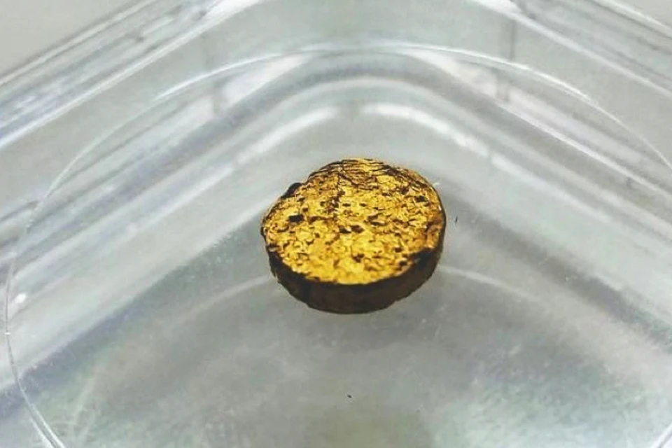 Слиток из легкого полимерного золота - почти ничего не весит.