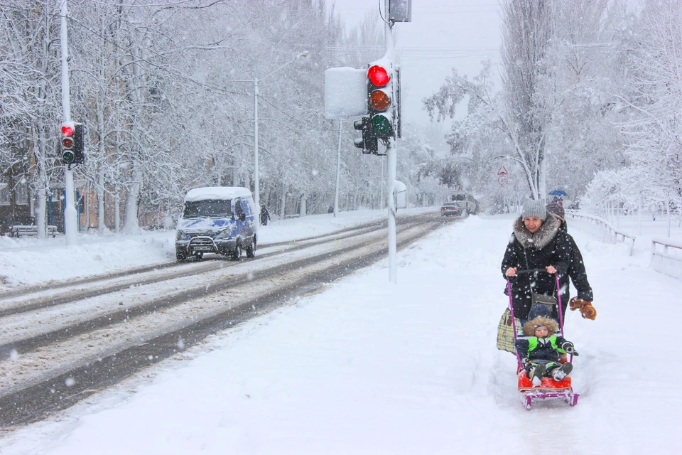 В Донецк пришла настоящая зима