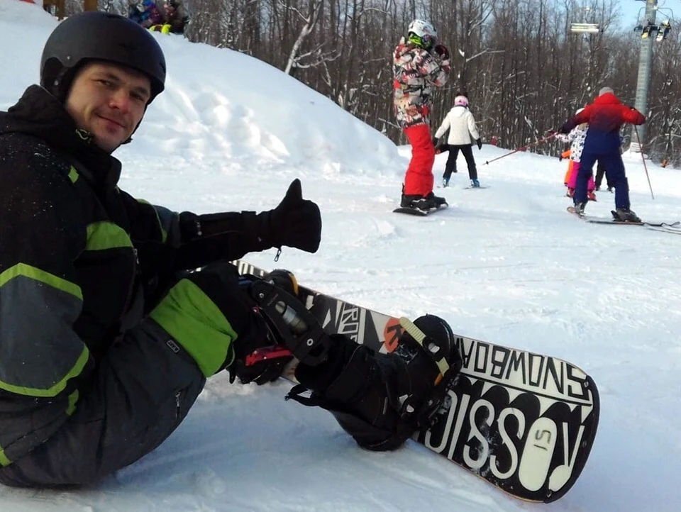 Константин Ганечкин в этом году освоил сноуборд