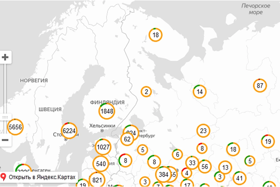 Число заболевших коронавирусом в регионах можно увидеть на карте. Фото: coronavirusstat.ru