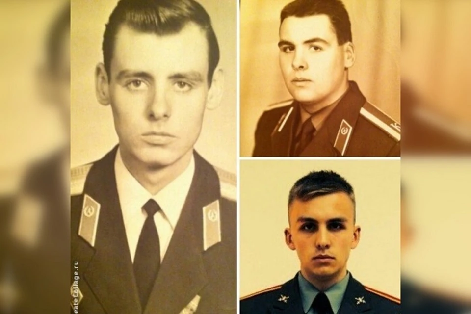 Отец Александра Цыганова Юрий (слева), сам Александр (справа сверху) и его сын Андрей примерно в одном возрасте