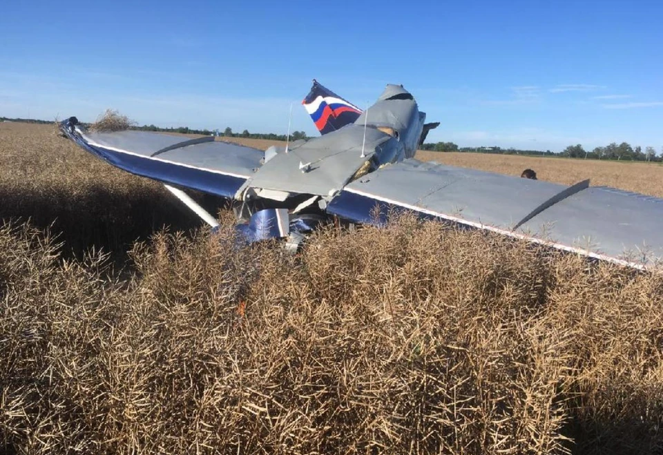 При крушении самолет воткнулся новом в землю.