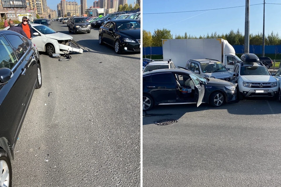"Гонки" одного и невнимательность другого привели к массовому ДТП. Фото: vk.com/spb_today