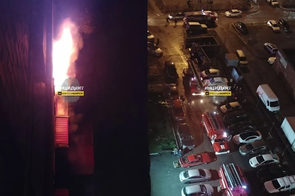 Пламя буквально вырывалось из окон квартиры. Фото: "Инцидент Новосибирск"