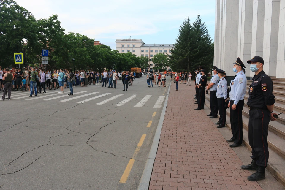 Очередная субботняя акция в поддержку Сергея Фургала прошла в Хабаровске без разрешения властей