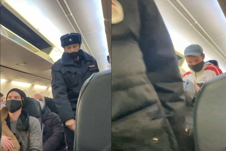 В новосибирском аэропорту «Толмачево» приземлился самолет из Москвы: его встретили полицейские. Фото: Кадр из видео