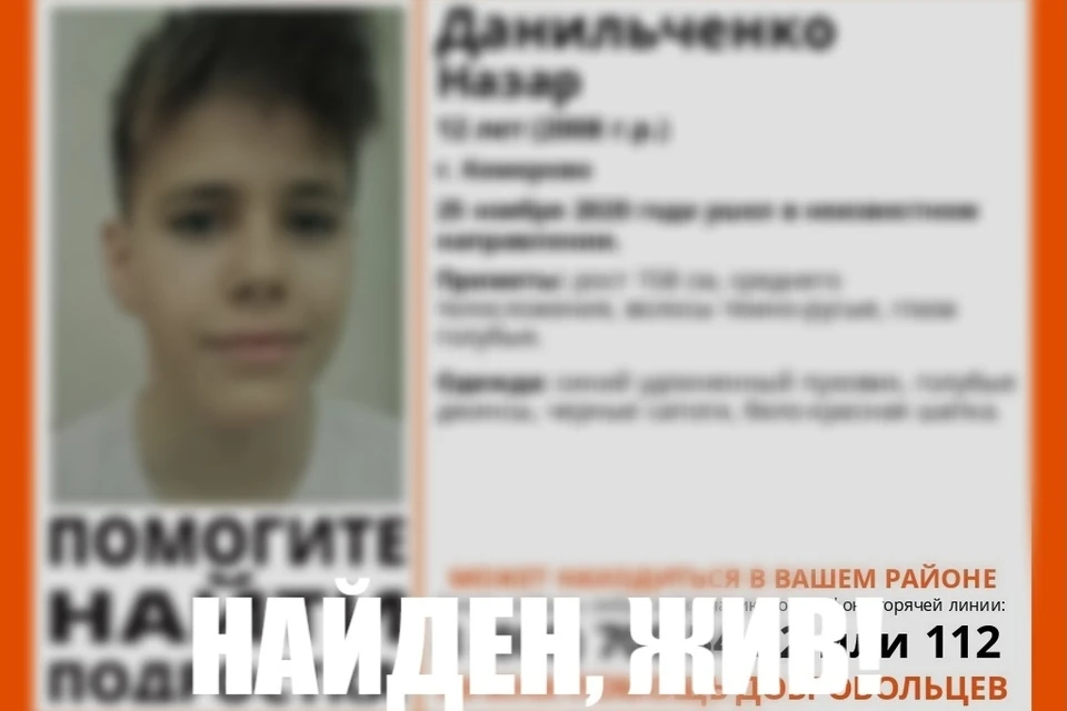Полиция: Поиски пропавшего в Кемерове 12-летнего подростка прекращены. Фото: ПСО "Лиза Алерт"