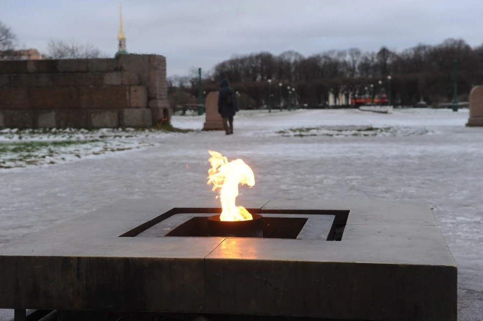В Петербурге разыскивают хулиганов, засыпавших "Вечный огонь" на Марсовом поле