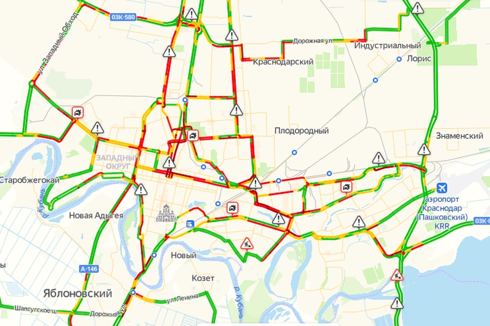 Карта краснодара пробки онлайн сейчас