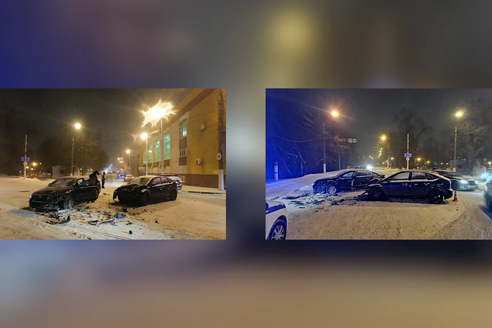 В Твери в столкновении двух иномарок в центре города пострадала 25-летняя девушка. Фото: пресс-служба ГИБДД по Тверской области.
