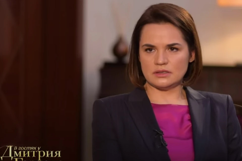 Светлана Тихановская дала интервью Дмитрию Гордону. Фото: скриншот видео