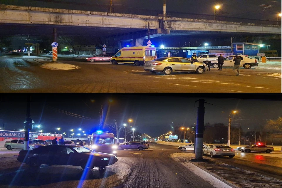 Авария произошла вчера примерно за час до полуночи под Южным мостом (Волоколамский путепровод) на улице Коминтерна. Фото: УГИБДД по тверской области/коллаж