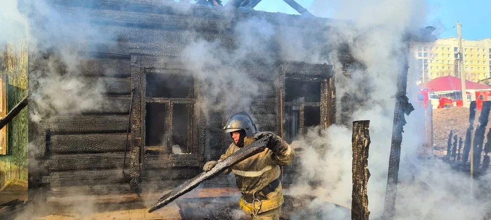 Дом и другие постройки на участке сгорел дотла. Фото: пресс-служба ГУ МЧС России по Омской области