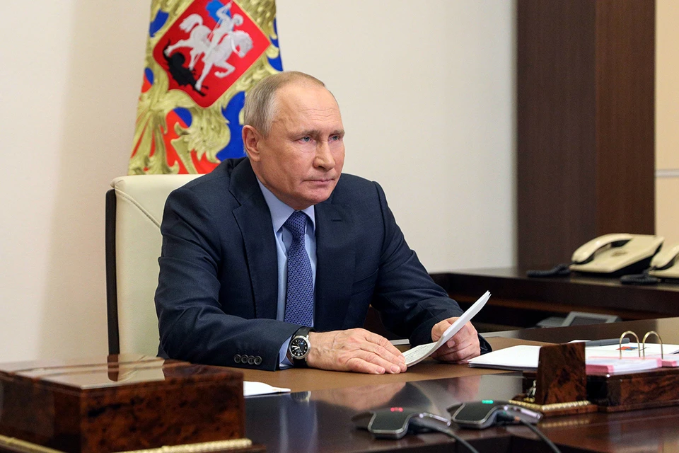 Президент России Владимир Путин в Ново-Огарево во время заседания Российского организационного комитета "Победа". Фото: Сергей Ильин/пресс-служба президента РФ/ТАСС