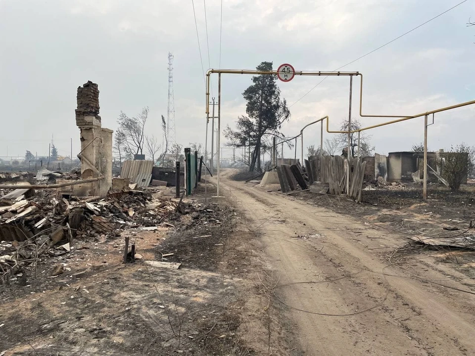 Вот так выглядит теперь поселок Джабык, в котором сгорело 63 здания. Но некоторые удалось спасти. Фото: читатель КП