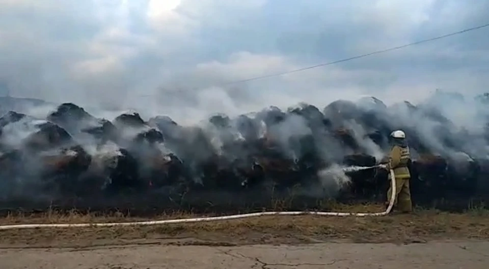 В Самарской области тушат крупный пожар на ферме. Фото - скриншот