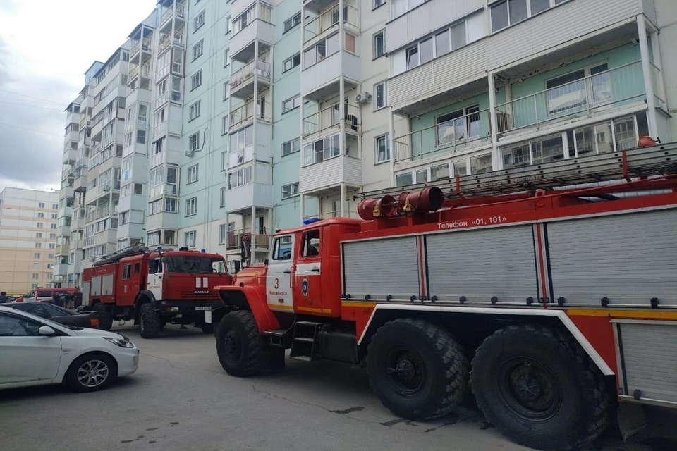 В Новосибирске пожарные спасли восьмилетнюю девочку из горящей многоэтажки. Фото: ГУ МЧС по НСО.