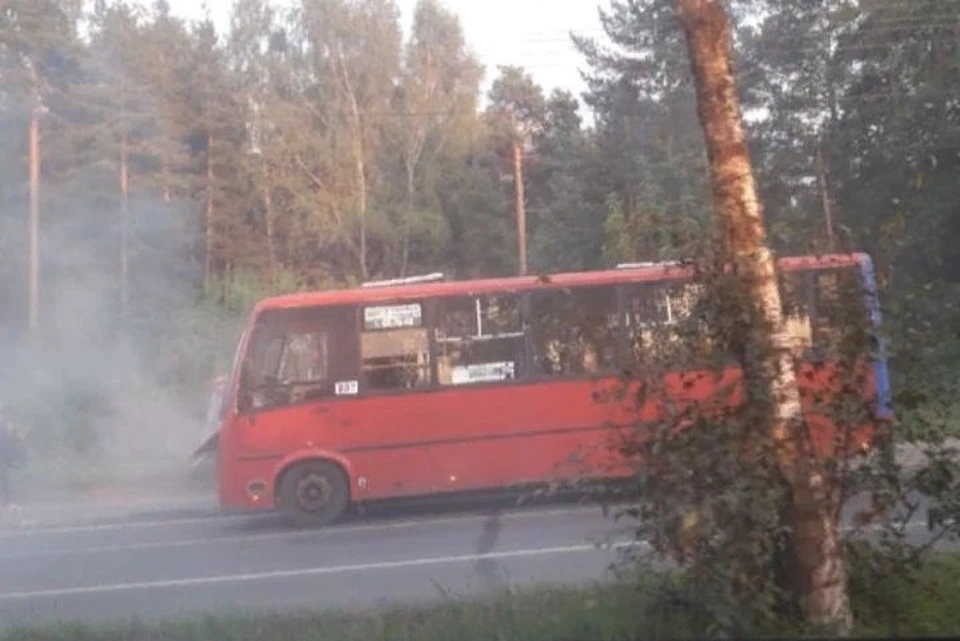 В Ярославле во время рейса задымился автобус. ФОТО: группа "Жесть Ярославской области"