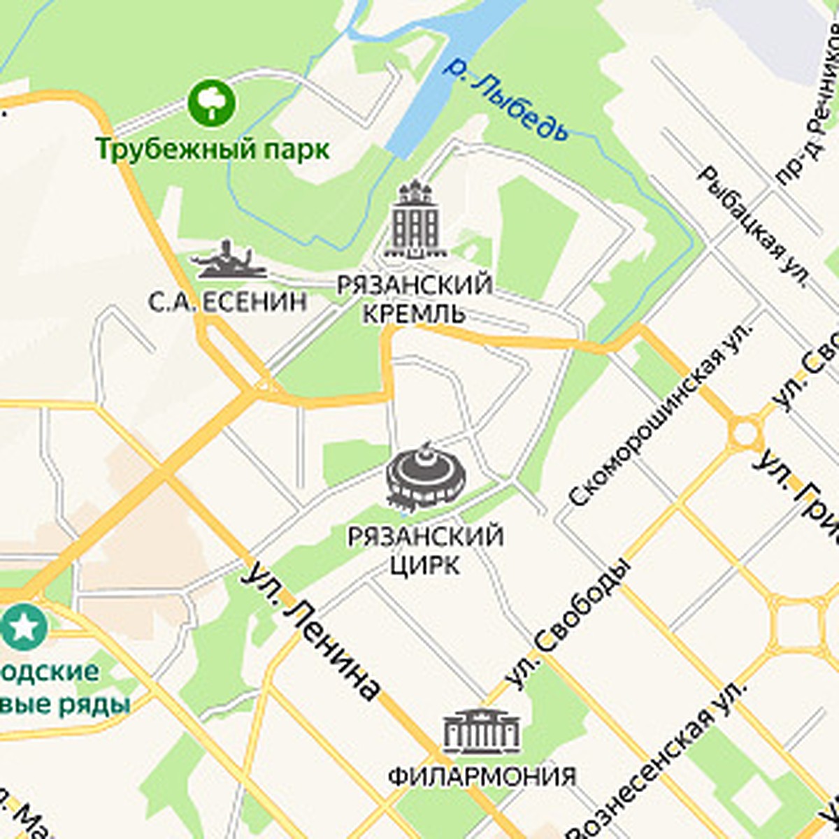 Туристическая карта Рязани