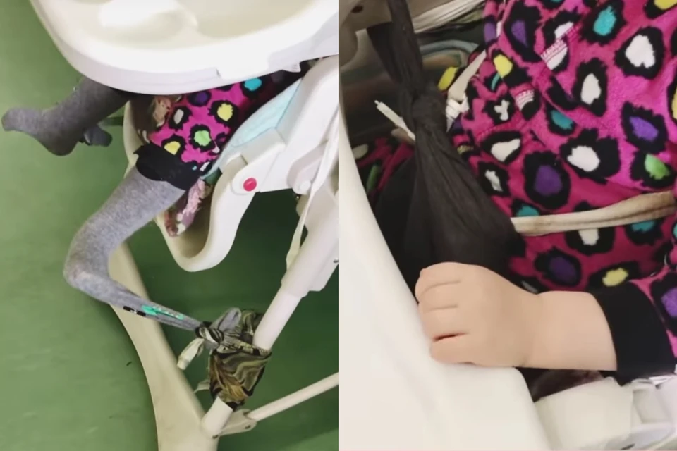 В больнице Петербурга малыша-сироту медики привязывали к стулу колготками. Фото: скриншот видео / Instagram @blackmamba_psy