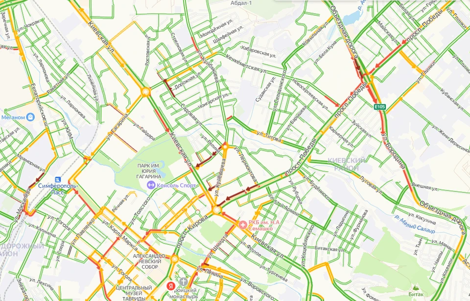 Пробки в симферополе сейчас карта