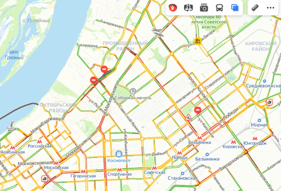 Пробки на дорогах в самаре сейчас