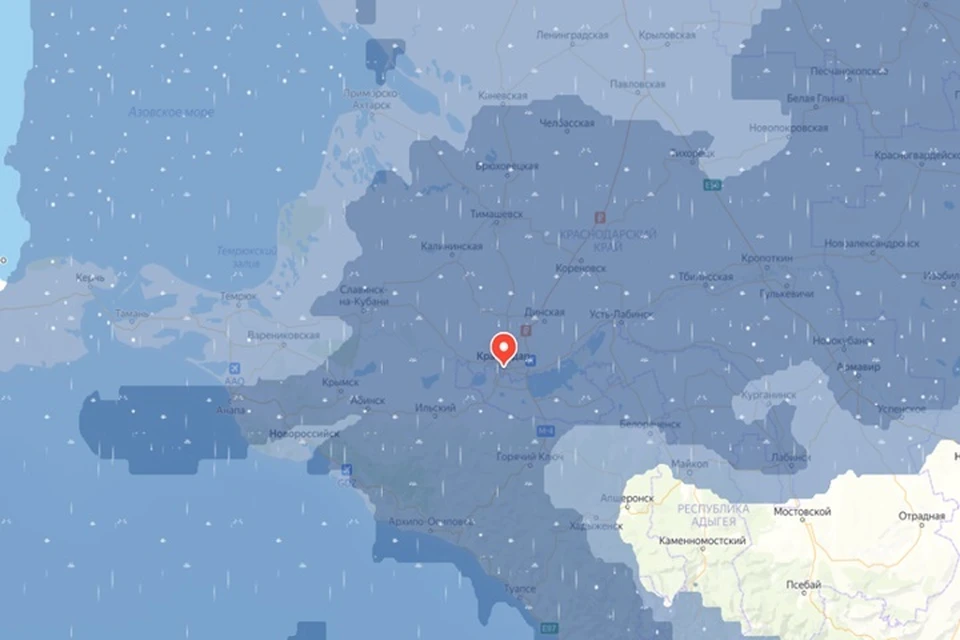 Дождь ожидается в течение всего дня 9 февраля. Фото: yandex.ru/pogoda/maps