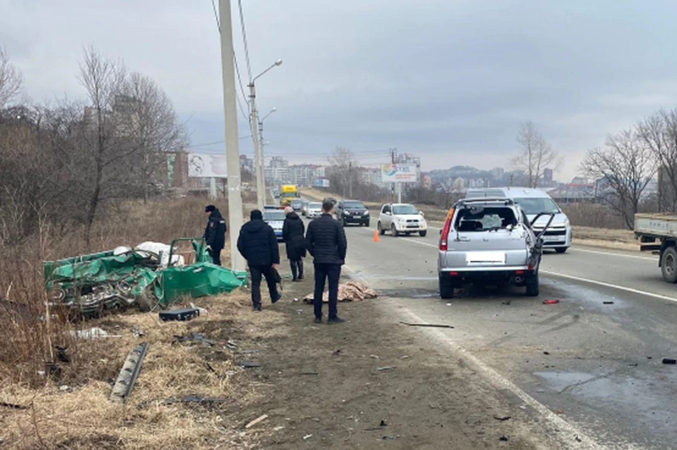 Из-за ДТП погиб один человек. Фото: пресс-служба УМВД Приморья.