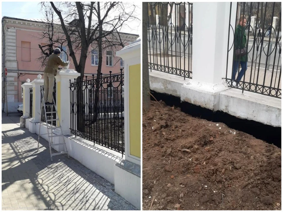 Ограждение Верхнего городского парка в Рязани начали ремонтировать. Фото: пресс-служба администрации Рязани.