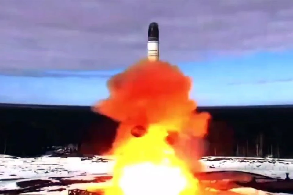 Россия провела успешный запуск межконтинентальной баллистической ракеты «Сармат» Фото: кадр из видео