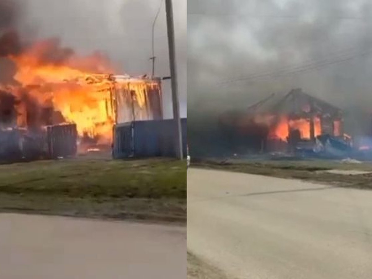 Появилось видео пожара в Болотном под Новосибирском, где сгорели 13 домов -  KP.RU