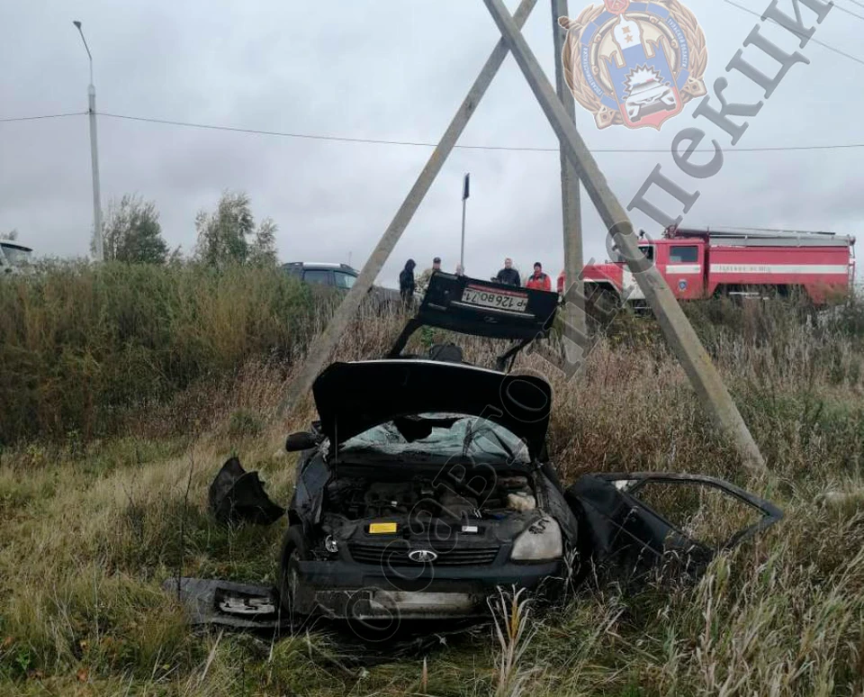 В Тульской области ВАЗ врезался в опору линии электропередач: погибли двое мужчин