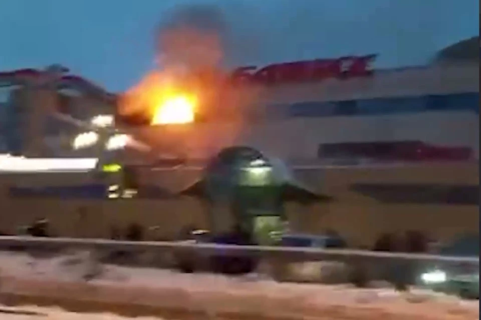 Открытое пламя было видно с проезжей части улицы Профессиональной в Дмитрове. Фото: кадр из видео очевидца