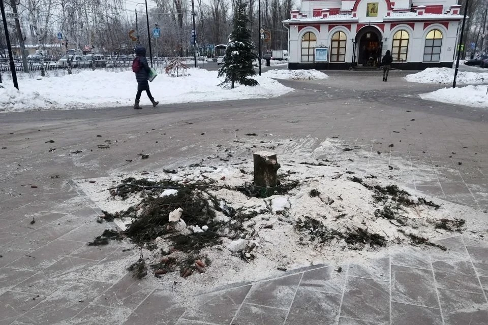 Нижегородцы решили, что ель украли из сквера. Фото "Мой Нижний Новгород".